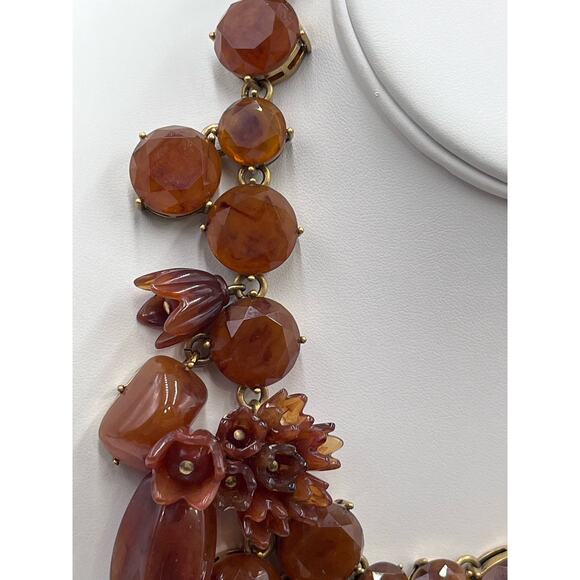 J. CREW Vintage Amber Brown Lucite Asymmetric Crystal Collar Bib Necklace - Picture 3 of 16